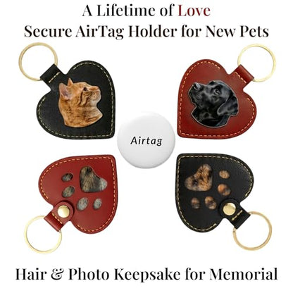 Pet Fur Keepsake Keychain - Dog Hair & Cat Fur Memory Charm, Pet Memorial Gift for Dog and Cat Lovers （Red+Black，2-Piece Basic）