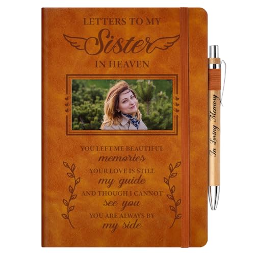 Vetbuosa Memorial Gifts For Loss Of Sister, Grief Journal With Photo Insert, Loss Of Sister Sympathy Gifts, Bereavement,Condolences,Remembrance Gift - 200 Pages Notebook A5 With Pen - color: Brown, size: Sister