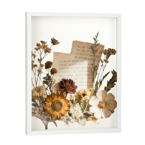 12x16 Shadow Box Frame, Memory Display Case for Keepsakes, Photos | Durable Engineered Wood Shadow Box, 1.2" Deep, For Flowers, Photos, Tickets & Medals. Wall-Mountable Or Stands On Table/Shelf - color: White, size: 12×16