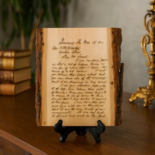 Handwritten Letter on Wood, Custom Engraved Wedding Vows & Anniversary | Authentic basswood, real bark edges, laser engraving, optional back message, 3 sizes, hanging hardware or stand