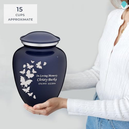 Geturns - Adult Custom Butterfly Cremation Urns for Human Ashes I Cobalt Blue Large Funeral Urn for Female and Male I 200 lbs - color: Cobalt Blue