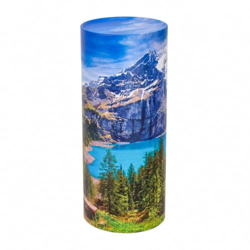 Mountain Scattering Urn for Ashes | 12.5 in x 5 in Size, Recycled Compressed Paper, Cotton Bag for Carrying, TSA Compliant, Perforated Release Tab