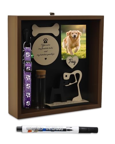 Pet Memorial Gift Shadow Box, 8.6'' Dog Memory Sympathy Gift - color: Brown 8.6x8.6in memorial box