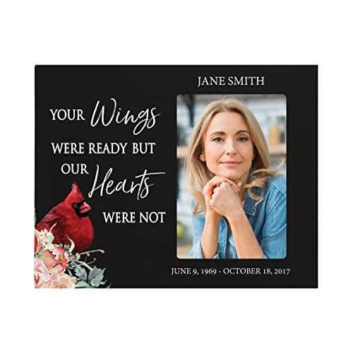 LifeSong Milestones Personalized Wooden Memorial 8x0.25x10 Picture Frame Lost Loved One Holds 4x6 Photo Your Wings were Funeral Bereavement Gift Home Decor Table Wall Display Everyday (Black) - color: Black