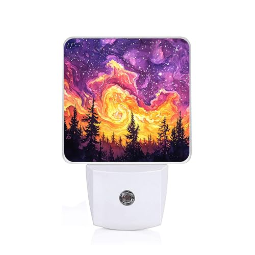 Misty Forest Night Light,Night Lights Plug into Wall,Led Lamp for Stairway/Hallway/Bedroom 0.5W Nightlight Sleep Friendly - color: Misty Forest