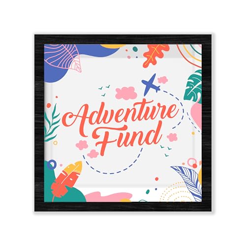 Black Travel Shadow Box Frame with Slot, Adventure Fund Boxes Frames for Fund, 8x8 Memory Box for Keepsakes, Travel Gifts and Decorations, 18 - size: adventure fund