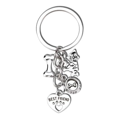 I Love My Dog Paw Print Keychain Pet Best Friend Puppy Bone Key Chain Charm for Dog Lovers Mom Dad Owners Birthday Christmas Gifts for Veterinarian Loss of Pet Memorial Sympathy Keyring Gift