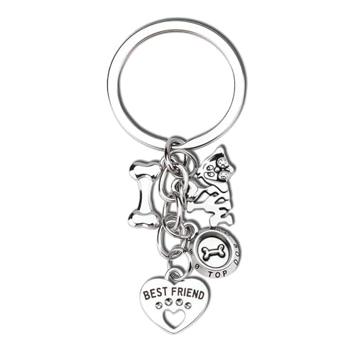 I Love My Dog Paw Print Keychain Pet Best Friend Puppy Bone Key Chain Charm for Dog Lovers Mom Dad Owners Birthday Christmas Gifts for Veterinarian Loss of Pet Memorial Sympathy Keyring Gift