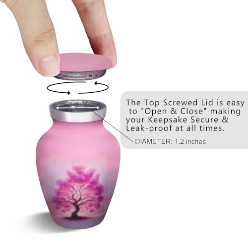 M MEILINXU Pink Urn, Small Urns for Human Ashes, Tree of Life Keepsake - color: Pink, size: Small / Keepsake