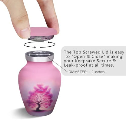 M MEILINXU Pink Urn, Small Urns for Human Ashes, Tree of Life Keepsake - color: Pink, size: Small / Keepsake