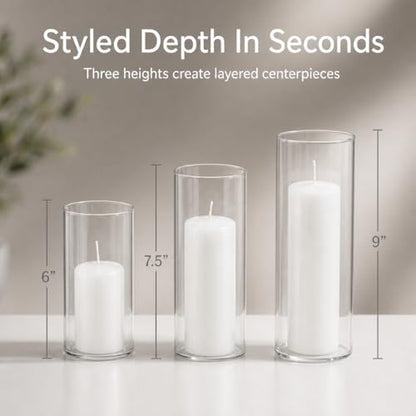 Yummi Set of 36 Slim Pillars and Cylinder Vases - White - color: White