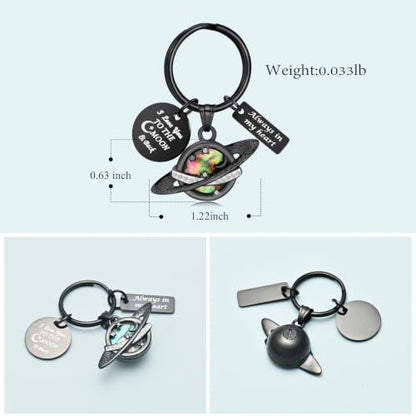 Imrsanl Saturn Urn Necklace Cremation Jewelry for Women Men - color: Keychain-Black