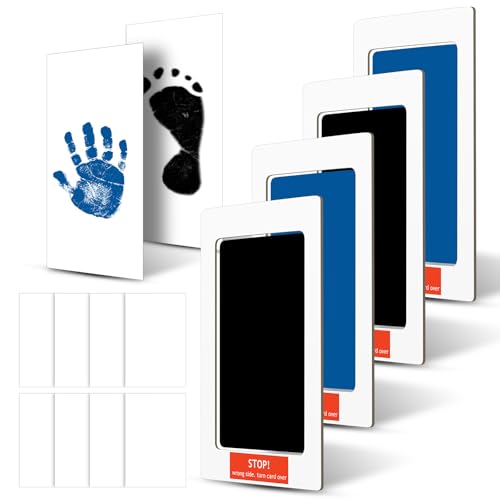 Outus 14 Dog Paw Print Kit | Cat Pawprint Keepsake Kit, for Baby Hand and Footprints, Memorial Impressions, Includes 4 Inkless Pads with 10 Blank Cards - color: Black,Lake Blue, size: 3 × 5 Inch