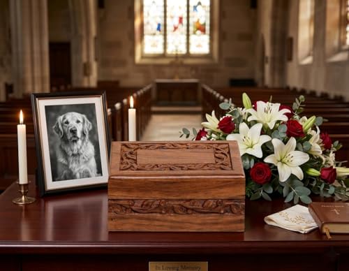 Paw Print Pet Memorial Keepsake Cremation Urns for Ashes Pet Urn Wood Keepsake Box Urns for Cat Dogs Ashes | Cat Memorials (Carved 6.5 X 4.5 X 2.75) - size: Carved 6.5 X 4.5 X 2.75