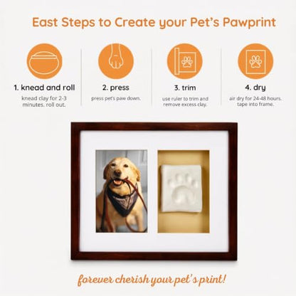 Pearhead Pawprints Picture Frame and Air‑Dry Clay Kit, Espresso - color: Espresso Clay Print Wall Frame
