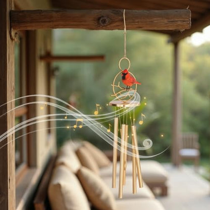 Cardinal Memorial Wind Chime for Outside | Sympathy Gift for Loss of Dad, Mom, Husband, Child or Loved One
