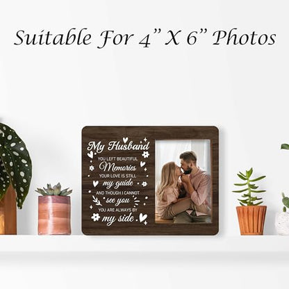 Memorial Pictures Frame, My Husband You Left Beautiful Memories Photo Frame, Sympathy Gifts For Loss Of Husband, Farmhouse Home Living Room Bedroom Decoration -b28 - style: My Husband