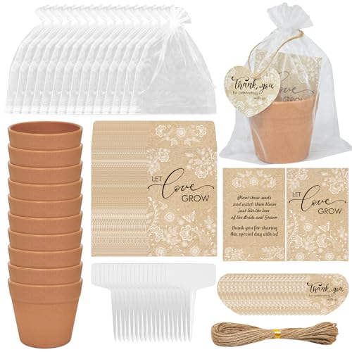 Cinrobiye 50 Sets Wedding Favors for Guests Bulk, “Let Love Grow” Rustic Wedding Favor Set (Seed Not Include) for Boho Bridal Shower, Garden Wedding Party Favors and Guest Gifts - color: Retro
