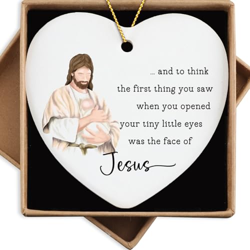 Miscarriage Gifts for Mothers Be with Jesus Memorial Ceramic Ornaments Angel Baby Memorial Gift Bereavement Gifts for Loss of Baby Christmas Tree Decorations - color: Miscarriage Gifts