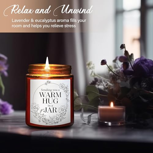 Sending Hug Gifts for Women Men - Warm Hug Candle - Relaxation Get Well Sympathy Gift Anxiety Stress Relief - Gift for Her Bestie Best Friend Coworker - Lavender Eucalyptus Soy Calming Candle - color: Warm hug-lavender eucalyptus