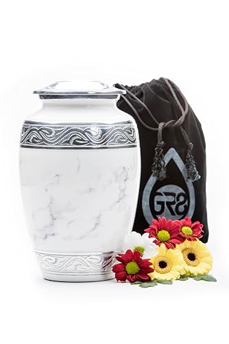 GR8 Keepsakes White Marble-Finish Cremation Urn for Human Ashes Adult - color: White