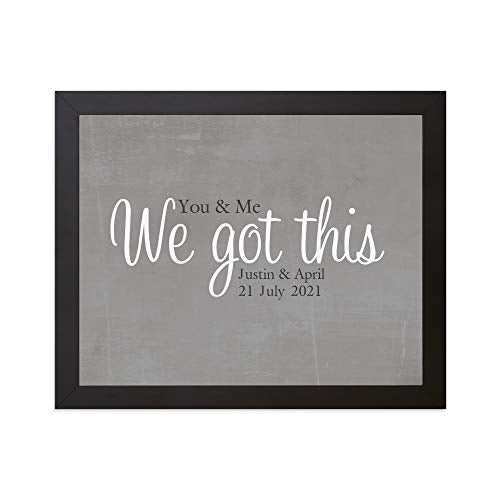 Let's Make Memories Personalized Canvas Wall Art - Custom Present for Couple Engagement Wedding Anniversary - Home Decor - Personalize with Name and Date - You & Me - We Got This - Framed - 16x20 - color: We Got This - Framed 16x20"
