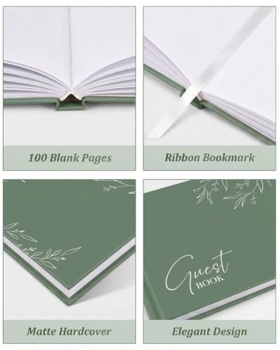 Wedding Guest Book for Wedding Reception- Elegant Polaroid Guestbook for Baby Shower,Birthday and Special Events,Guest Sign-in Book(Sage Green) | 100 Pages, Elegant Guest Sign-in Book for Bridal Party - color: Sage Green