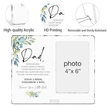 Father of the Bride Picture Frame, Father of the Bride Gifts From Daughter, Wedding Gift for Dad on Wedding Day Acrylic Photo Frames, Photo 4 x 6 Inches - color: D-Dad of the Bride