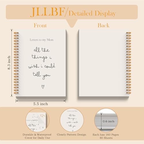 JLLBF Letters to My Mom Spiral Notebook, Grief Journal Notebooks for Loss of Mom, Sympathy Gifts for Loss of Mother, Remembrance Bereavement Gift Journal Notebook, 5.5x8.3 Inch - color: Letters To Mom 01