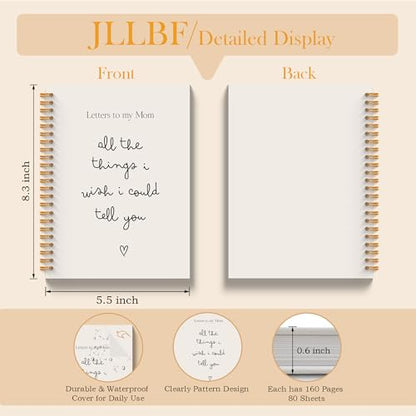JLLBF Letters to My Mom Spiral Notebook, Grief Journal Notebooks for Loss of Mom, Sympathy Gifts for Loss of Mother, Remembrance Bereavement Gift Journal Notebook, 5.5x8.3 Inch - color: Letters To Mom 01
