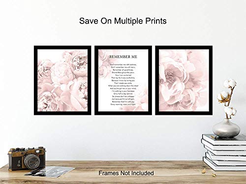 Memorial Gift for Loved Ones - Encouragement Remembrance Gift for Dog, Cat, Pet Owner - Remember Me Wall Art, Sentimental Room Decor, Home Decoration - 8x10 Floral Poster Photo Set UNFRAMED