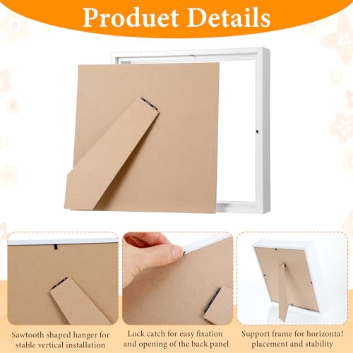 6 Pcs Shadow Box Frame, 8 x 8 Inch Shadow Box White Wood Hollow Photo Frame with Clear Acrylic Front Multipurpose Shadowbox Display Cases for Photos, Dried Flowers, Memorabilia, DIY Craft