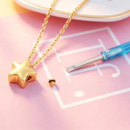 Little Star Cremation Urn Neckalce Small Charm Keepsake Ashes Holder Memorial Jewelry Urn Necklace for Ashes Cremation Jewelry - color: Customize
