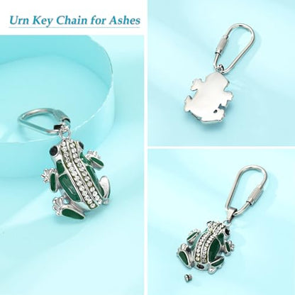 Frog Urn Necklace for Ashes Animals Cremation Jewelry Stainlee Steel Memorial Necklaces Keepsake Jewelry Ashe Holder Pendant for Human Ashes with Filling Kits - color: Green-keychain