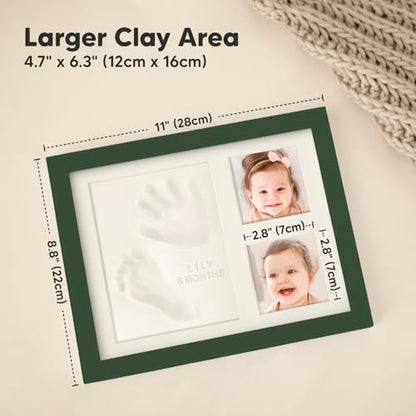 Baby Hand and Footprint Kit,Quick Dry Clay Baby Footprint Kit(Hunter Green) | Pets Paw Kit, Newborn Keepsake Picture Frame for Boys, Girls, Personalized New Mom Gifts for Shower & Registry, Grandparents - color: Hunter Green