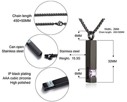YOUFENG Urn Necklaces for Ashes Birthstone Cube Urns for Human Ashes Memorial Cremation Urn Locket Keepsake Ashes Jewelry - style: June