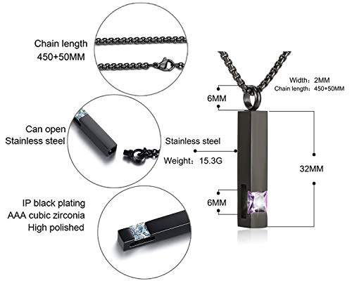 YOUFENG Urn Necklaces for Ashes Birthstone Cube Urns for Human Ashes Memorial Cremation Urn Locket Keepsake Ashes Jewelry - style: June