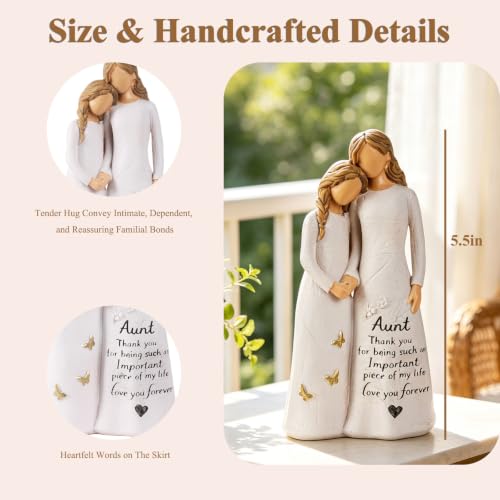 NAN ZAI NAN FANG Aunt Gifts, Gift for Aunt, Best Aunt Ever Resin Figurine | Aunt Birthday Gift from Niece or Nephew, Mother's Day & Christmas Keepsake, 5.5" Hand-Painted Statue - style: Aunt