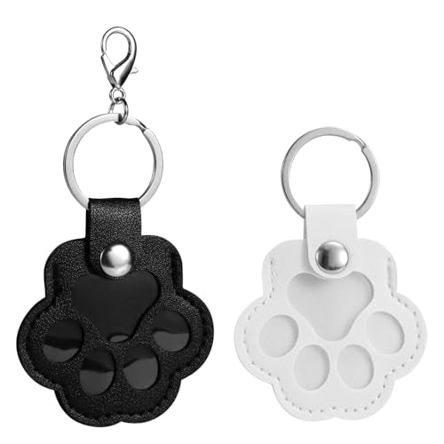 Penitue 2pcs Dog Hair Keychain, Leather Pet Memorial Key Chain Cute Pet Fur Collector Storage Keepsake Charm Gifts