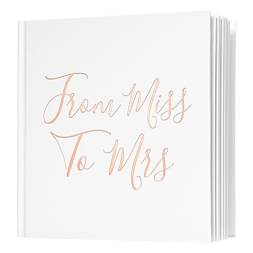 Calculs Bridal Shower Guest Book from Miss to Mrs Picture Book Polaroid Blank Pages for Instant Film Rose Gold Bachelorette Party Sign in Book 8.5” Square White Cover Rose Gold Foil Stamping - style: Art Deco
