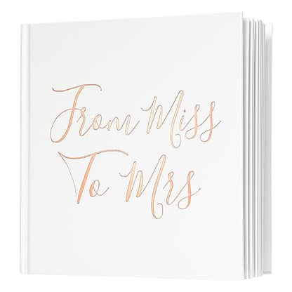 Calculs Bridal Shower Guest Book from Miss to Mrs Picture Book Polaroid Blank Pages for Instant Film Rose Gold Bachelorette Party Sign in Book 8.5” Square White Cover Rose Gold Foil Stamping - style: Art Deco