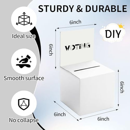 50 Pack Raffle Box Ballot Box with Slot, 6 x 6 x 6 Inch White Cardboard Suggestion Box with Removable Header, for Collecting Business Card Voting Contest Fundraising Donation and Suggestion - color: White, size: 50Pack
