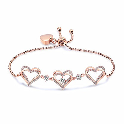 shajwo Heart Urn Bracelet for Ashes for Women - color: Rose Gold-White