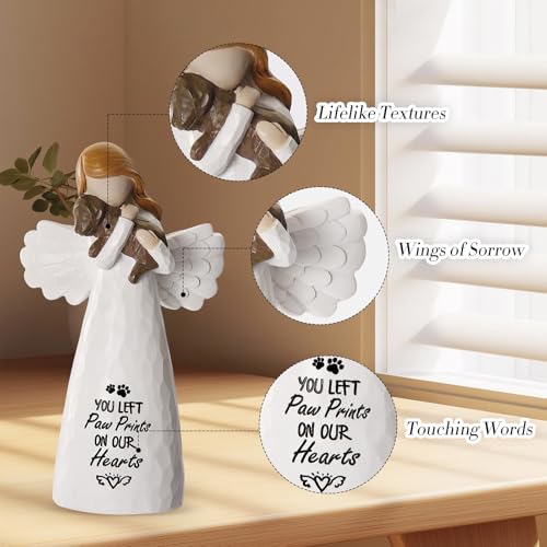 Dog Memorial Gifts for Loss of Dog, Pet Loss Sympathy Angel Figurine | Dog Bereavement Gift, Remembrance Keepsake, Dog Passing Away Gift, 6-Inch Hand-Painted Resin Memorial Statue - color: White