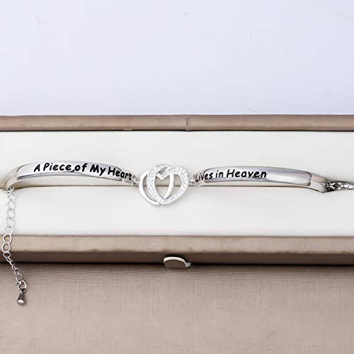 FAADBUK Memorial Jewelry Loss Gift A Piece of My Heart Lives In Heaven Bracelet In Memory of Loved Son Daughter Sympathy Gift - color: A Piece Of C-S