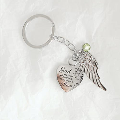 Heart Urn Necklace for Ashes Cremation Jewelry Urn Keychain for Ashes with Birthstone Cremation Keychain - color: June