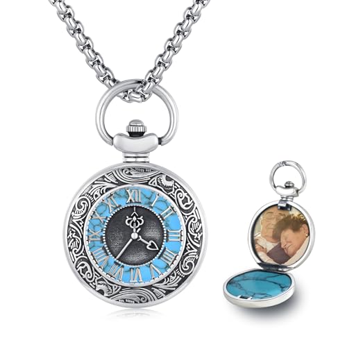 TUGHRA Mother's Day Gifts Gold Locket Necklaces for Women, 925 Sterling Silver Heart Photo Lockets Memorial Keepsake Jewelry Gift for Mom, Wife, Daughter - style: 2766-Timer