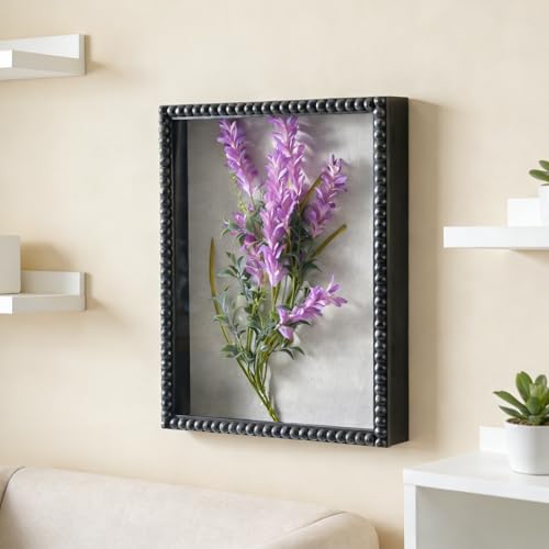 Muzilife 16x20 Shadow Box Pine Wood with Unique Bead Door, 3.18 Deep, Black - color: Black-bead Shape, size: 16"x20"