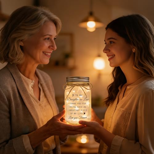 Daughter in Law Gifts, Daughter in Law Birthday Gifts from Mother in Law | Mothers Day Valentines Christmas Wedding Gifts for Mason Jar Night Lights - color: Daughter-in-Law123