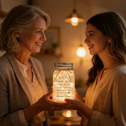 Daughter in Law Gifts, Daughter in Law Birthday Gifts from Mother in Law | Mothers Day Valentines Christmas Wedding Gifts for Mason Jar Night Lights - color: Daughter-in-Law123
